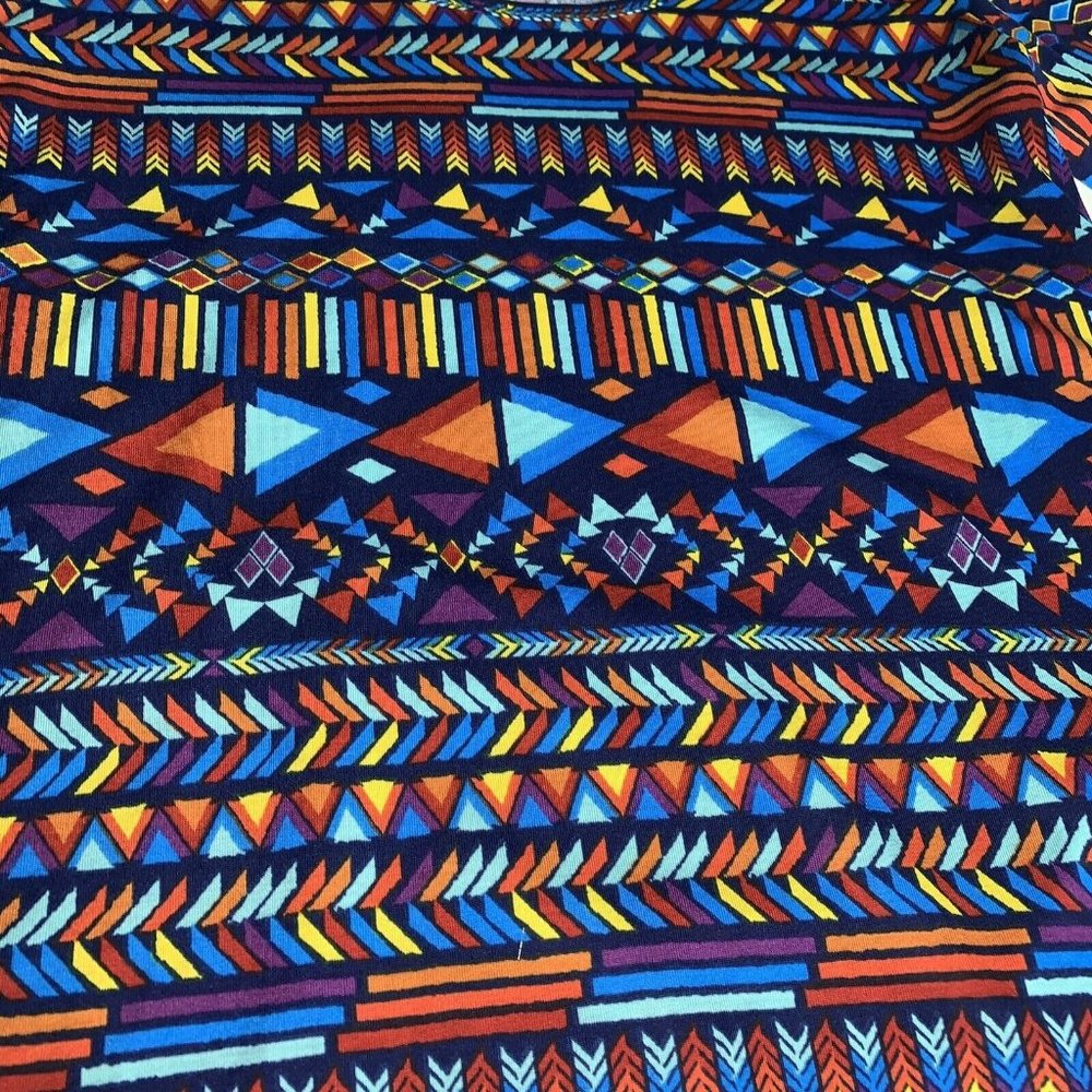 Lularoe Lynnae Womens Long Sleeve Top Small Geometric Southwestern Blue Purple - Picture 2 of 5